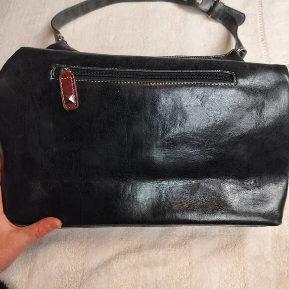 Joanel Black Leather Hobo Shoulder Bag with Studded Hardware – Canadian Design - Picture 14 of 14